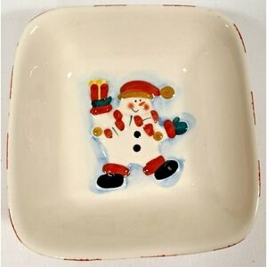 Atico Merry Brite Candy Dish 5in White 3D Snowman Christmas Holiday Decor